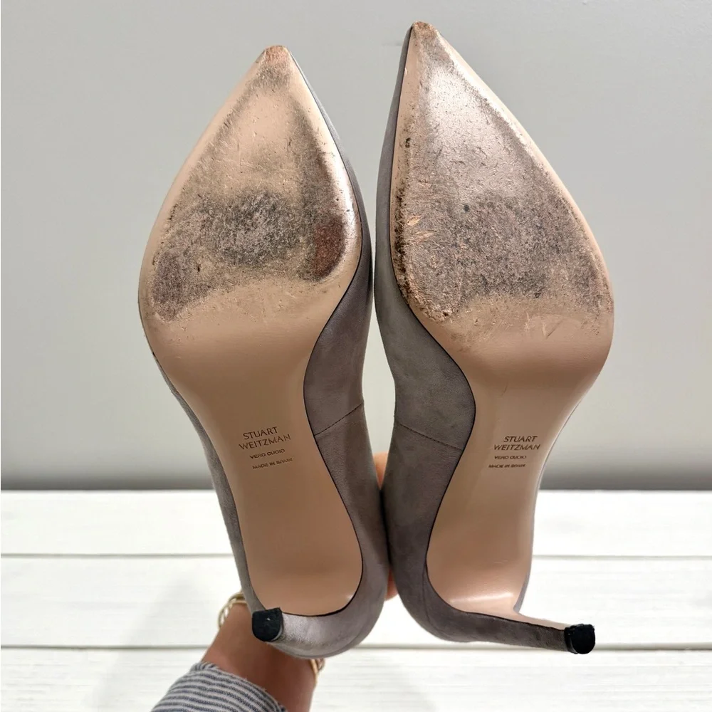 Stuart Weitzman Light Gray Suede Pump Heels Size 10 - Picture 3 of 4
